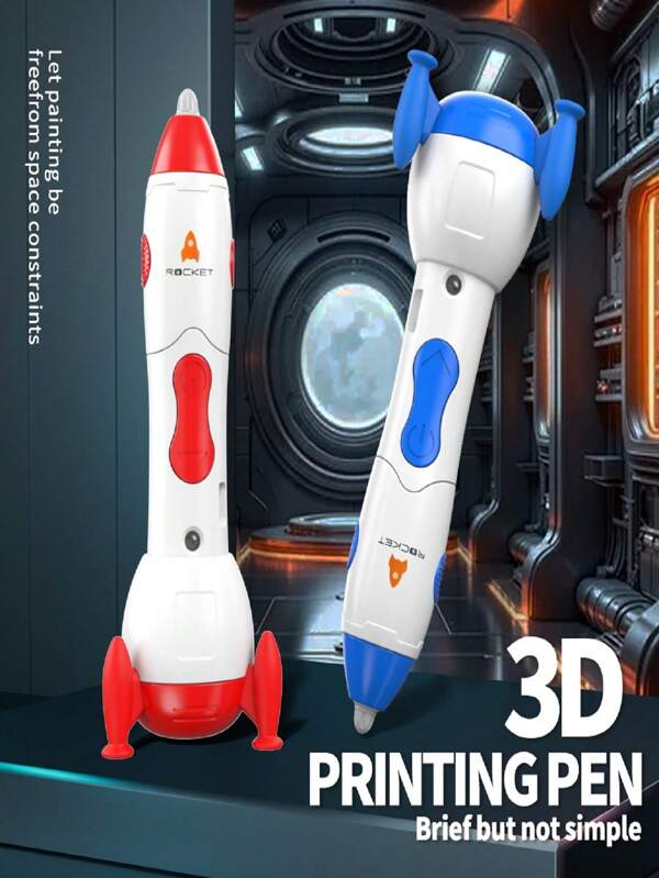 Kinder Raketen Lernspielzeug 3D Niedrigtemperatur Druckstift Gehirntraining DIY 3D Stift Zeichenstift Niedrigtemperatur PCL Filament mit LCD-Bildschirm Geburtstags- Weihnachtsgeschenk für Jungen Mädchen Kreatives DIY Zeichenstift 3D Druckstift für Kinder Lernspielzeug 3D Druckstift