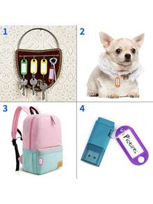 Pacote com 50 Chaveiros Plásticos com Recipiente, Chaveiros com Argola e Janela de Etiqueta, Cores Variadas - 10 Cores