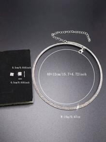 2pcs/Set Elegant Rhinestone Choker Necklace And Earrings Bridal Jewelry Set