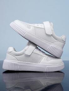 Summer Mesh Sneakers For Boys And Girls, Chunky Chunky Sneakers, Soft Bottom, Lightweight, Platform, Versatile Casual Sports Shoes, Student Style - White - View 1
