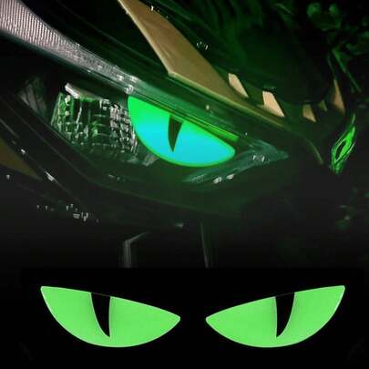 汽车和摩托车反光魔鬼眼贴纸-提高夜间可见度，时尚美观，效果酷炫
