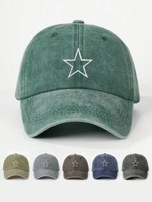 1st dambroderad 5-uddig stjärntvättad hästsvans nödställd baseballkeps, solskyddande fritidshatt Lämplig för vår/höstresor, strandsemester, solhatt för män, Y2K-stil ungdomshatt - broderi - Visa 12