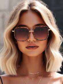 1/2pairs Women Multicolor Leopard Copper Geometric Full Frame Delicate Vintage Business Casual Women Fashion Eyeglasses For Office Outfit,Vacation Outfits,Family Outings,Appointment Outfits Accessories For Summer Beach Vacation,Outdoor,Travel - Multicolor - View 14