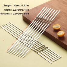 5/10/20 Pieces Flat Thick BBQ Skewers, 11.8 Inch Grill Skewers, Grill Iron Skewers, Reusable Grill Kebab Skewers - Heat-Resistant & Dishwasher Safe, Suitable For Family Gatherings, Kitchen Tools, Outdoor Cooking, Night Markets, Restaurants, Barbecue, Camping, Picnics, Party Supplies, Barbecue Parties, Sleek Metallic Skewers | Durable Bbq Sticks, Grilling Accessories For Outdoor Grill