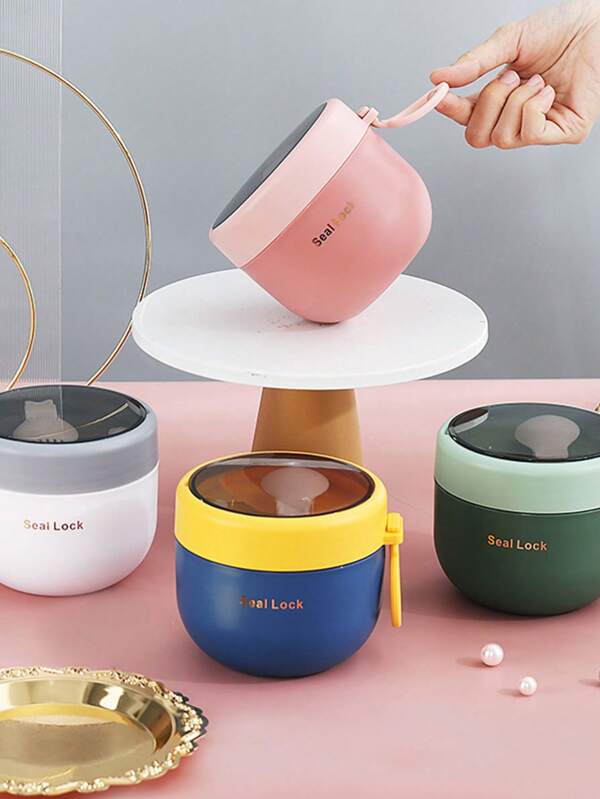 1pc Large - Capacity Breakfast Cup With A Lid And A Spoon. It Is Suitable For Students And Office Workers, And Can Hold Oatmeal, Milk, Porridge, Etc. It's Easy To Carry.,School Supplies