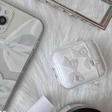 Capa protetora para fones de ouvido Bluetooth Bow-Knot com laço branco compatível com 1/2/3/Pro/Pro2/ 4