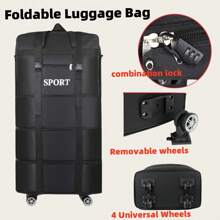 1pc Foldable Luggage Bag With 4 Removable Swivel Wheels, Multi-Functional Travel Companion Luggage Bag, Large Expandable Soft-Sided Luggage, Airport Checked Luggage - Lightweight, Detachable Wheels, Password Lock, Straps, Spacious, Easy To Operate - Ideal For Frequent Travelers, Weekend Getaways And Storage Needs, Camping, Adventure, Christmas Gifts, Halloween Gifts