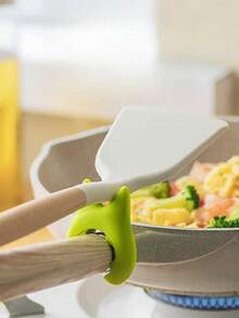 3pcs Silicone Kitchen Utensils Set - Spill-Proof Ladle, Pot Lid Holder, And Multi-Functional Spatula Rack, Random Color, Suitable For Home And Restaurant Kitchen