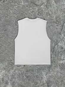 Men's Solid Color Crew Neck Casual Tank Top, Suitable For Summer - White - View 5