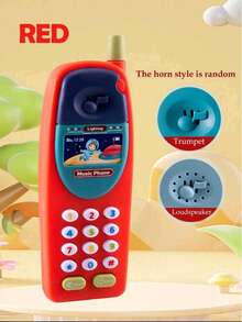 多功能音乐模仿电话玩具，卡通造型，模拟拨号音，趣味学习，宝宝启蒙，亲子互动，适合送给12个月以上男孩女孩的礼物。随机配件及包装，不含电池 - 彩色 - 查看 12