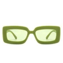 Square Rectangle Sunglasses – Vintage Narrow Flat Lens Tinted Fashion Frame Retro - Màu xanh Ô liu - Xem 1