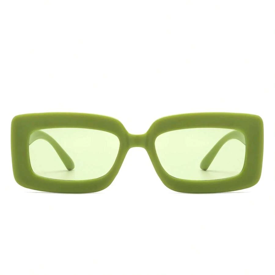Square Rectangle Sunglasses – Vintage Narrow Flat Lens Tinted Fashion Frame Retro - Màu xanh Ô liu - Xem 1
