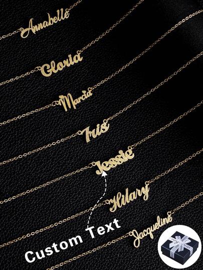Customized Stainless Steel Name Necklace, Personalized Matte Simple Custom English Alphabet Font, Suitable Gift For Couples, Friends, Mother's Day, High-End Gift For Mom, Gold Fashion Jewelry Choker, Perfect Gift For Anniversary, Wedding, Friends Gathering, Back To School, Classmate Reunion,Gold,Stylish,Colorful,Vintage,Simple,Unisex,Casual,Cuties,Custom,Personalized,Unique,Ideal Gifts For Him,Ideal Gifts For Her,Her,Boyfriend,Girlfriend,Dad,Mom,Family,Friends,For Anniversaries,For Birthdays,For Graduation,For Prom,For Party,Jewelry,Jewelry