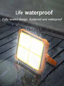 1PC 3600MAH Portable Solar Floodlight, High-Power Rechargeable Camping Light, 5 Lighting Modes, USB Rechargeable, Outdoor Waterproof, Adjustable Bracket, Easy To Install, Very Suitable For Emergency Situations, Car Maintenance, Outdoor Camping, And Street Lighting - Orange - View 5