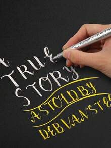 2pcs Gold & Silver Metal Paint Pens For Diy Drawing On Black Card/Doodling/Craft/Scrapbooking/Sign-Making - Multicolor - View 5