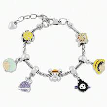 1 pieza Brazalete personalizado de estilo hip hop con diseño de personaje de anime "One Piece" de pirata esqueleto Monkey D. Luffy, adecuado para uso diario