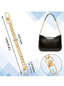 1 Pack Flat Purse Chain Iron Bag Link Chains Shoulder Straps Chains With Metal Buckles Hook For Replacement, DIY Handbags Crafts, 7.9 Inches/20cm(Gold) - Multicolor - View 3