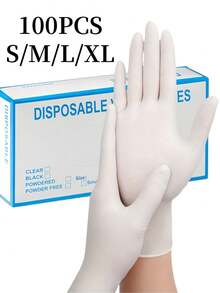 100/50 只一次性丁腈手套，耐用家用清洁手套，不含乳胶，无粉，适用于家庭和厨房清洁、家务、绘画和户外旅行及家用小工具