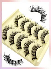 Asiteo 5 Pairs Manga Style False Eyelashes Cat Eye Eyelashes Look Moist Eye End Elongated Spiky Manga Fake Lashes Faux Mink Lashes Natural Look Eyelashes Extension Makeup - 尖尾漫畫款 - 查看 5