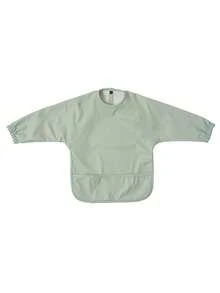 1pc Soft PU Long-Sleeved Waterproof Feeding Bib, Baby Bibs Plain Color, Long Sleeve Feeding Bib, Reverse Wear, Solid Color, Smock For Baby And Toddler Bib Suit