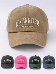 1 pieza Gorra de béisbol personalizada para mujer con bordado retro de letra desgastada, accesorio de protección solar para exteriores - Multicolor - Ver 8