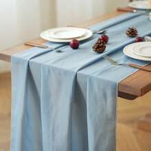 1 pièce Chemin de table en mousseline de soie unicolore, style campagne romantique 70*300cm, fibre de polyester, convient pour les mariages en extérieur, les thés de mariage, les fêtes d'enfants, les fêtes d'anniversaire, la décoration de table à manger