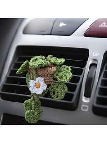1pc Handmade Knitted Car Air Vent Hanging Basket, Car Decor Vent Clip Ornament, Gift, Air Vent Planter
