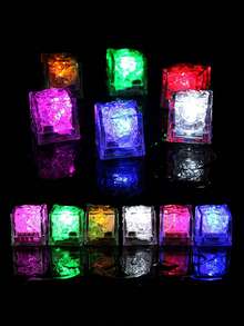 6/12/24 Stücke leuchtende Eiswürfel, mehrfarbig langsam blinkend, wasserdichte leuchtende Eiswürfel für Getränke, geeignet für Hochzeit, Club, Bar, Getränke, KTV, Nachtlicht, Schwimmbad, Hochzeit, Party Deko - farbiges Licht - Übersicht 4