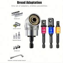 4pcs/Set, Heavy Duty Impact Electric Hand Tools, Driving Socket Adapter Extension Kit, 1/4", 3/8", 1/2" Hex Shank Drill Bit Nut Driver Set + 105-Degree Right Angle Driver, Extension Screwdriver Drill Bit Attachments - الأسود - مشاهدة 7