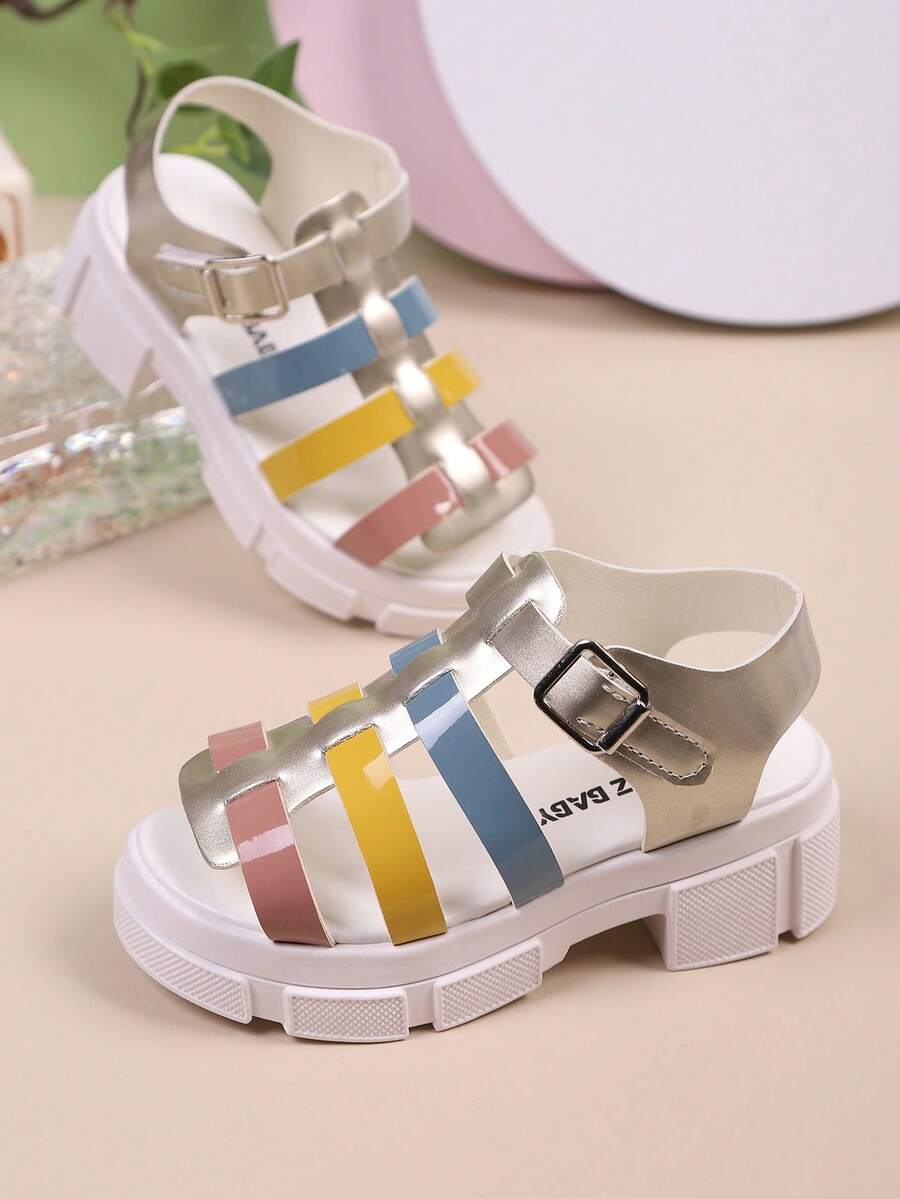 Giày sandal La Mã thời trang cho bé gái, giày cao gót đế xuồng, giày công chúa thanh lịch, thích hợp cho đi mua sắm hàng ngày, dự tiệc và đi biển. - Nhiều màu - Xem 1
