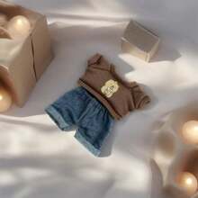 17cm Clothing Hanger Hooded Sweatshirt & Pants Set, Blind Box Plushie Doll Clothes, Detachable Outfit Suitable For 1st And 2nd Generation (Only Clothes, No Shoes), Fits 15cm-17cm (5.9 Inch-6.69 Inch) Dolls, Doll Clothes/Shoes Replacement, Suitable As Birthday, Holiday, Valentine's Day Gifts For All (Only Selling Clothes, Not Dolls), Teenage Gifts