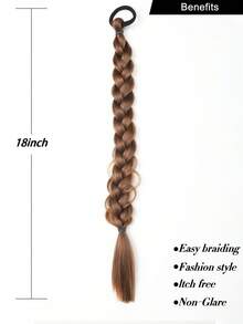 2PCS 18 Inch Boxing Braided Hair Extensions For KIDS Synthetic Long Twist Braid Ponytail Extensions With Rubber Band Daily Use - Gold - View 5