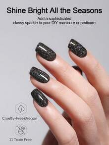 8.5毫升闪光黑红色凝胶指甲油半永久可卸UV LED凝胶指甲油美甲美甲 - 黑色 - 查看 2