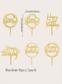 6pcs Happy Birthday Cake Decoration Set, Acrylic Cake Decoration, Sparkling Happy Birthday Cake Decoration, DIY Cake Decoration, Cake Tools, Birthday Party Supplies