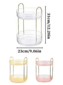 1pc 360° Rotating Makeup Organizer, Bathroom Storage Rack, Double-Layer Rotating Cosmetic Display Box, Suitable For Perfume, Skincare, Lipstick, Bathroom Vanity Top Storage, Desktop Decor, Holiday Gift - Multicolor - View 8