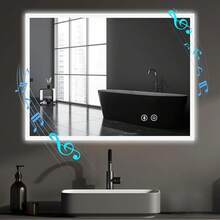 Bathroom Mirror With LED Lights, 700x500mm Illuminated Bathroom Mirror, Wall Mounted Vanity Mirror With 3 Colors Dimmable, Anti-Fog, Touch Switch, Waterproof IP44, Horizontal/Vertical - Bluetooth+Dimmable+3 Colors+Anti-fog - View 2