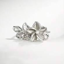 1 pieza Anillo de plata de ley S925 con diseño de flor de moissanita de 1.0 ct, adecuado para uso elegante, encantador, diario, boda, propuesta, fiesta, confesión, banquete, cumpleaños, festival de música, regalo, aniversario, Día de la Madre, peso 7g