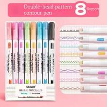 1 Stück / 3 Stücke / 6 Stücke / 8 Stücke / 12 Stücke geschwungener und wellenförmiger Designmarkerstift, Spitzenstifte, wellenförmige Blumenhighlighter, DIY Umrissgeschwungene Stifte, geeignet für Handbücher und Zeichnungen, sowie Stifte für Jugendliche und Erwachsene, Lernspielzeug für Büro, Zeichnen, Marker, Schreibwaren, Jungen, Mädchen, Strumpfstopfer, Markerstifte, Spielzeug, Schreibwaren