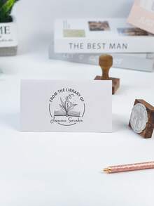 Sellos de la biblioteca | Sellos de ex libris | Sellos de libros | Ex libris | Regalos para amantes de los libros | Regalos de cumpleaños personalizados | 30 opciones de estilo, vuelta al colegio, útiles escolares - Caqui - Ver 8