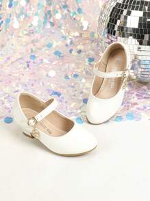 Girls Solid Color Dress Shoes High Heels, New Spring Autumn Korean Style Children Party Shoes