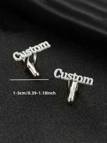 1 Pair Customized Stainless Steel Cufflinks - Personalized Name, Gold/Silver, Durable And Stylish Design Suitable For Casual Outfits - Ideal Gift For Father, Husband, Boyfriend, Birthday, Anniversary, Groomsman, Wedding, Party, Personalized Accessory | Fashion Item | Minimalist Metallic Style