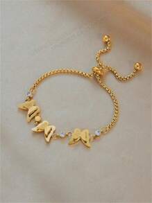 A Small, Simple, And Multifunctional Personalized Fashion Retro Gold Pull 3D Butterfly Chain Accessory Bracelet, Suitable For Women's Daily Wear Without A Box
