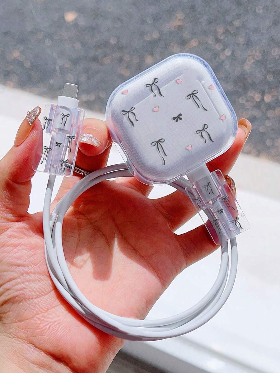 Soft Protective Sleeve Compatible With Iphone 16/15/14/13 Cables, 20W UK Plug Fast Charger Set, Anti-Bending Cable Protector, Charger Protector - Grey - View 1