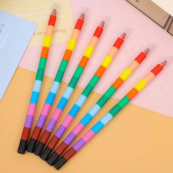 Set Of 12 Colors Big Size Modular Wax Crayons, Students Art Oil Pastel, Drawing Wax Crayons, Plastic Chunky Crayons, Prize Pens, Creative Stationery, Back To School Supplies, School Supplies, Gifts