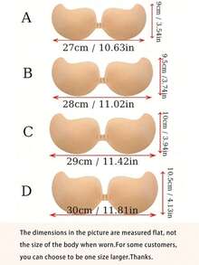 1 Pair Strapless Silicone Breast Pads, Sexy Invisible Push-Up Bra, Suitable For Camisole Dresses And Wedding Dresses - Apricot - View 4