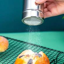 Stainless Steel Powdered Sugar Shaker With Lid Stainless Steel Powder Sifter, Suitable For Cocoa Powder, Cinnamon Powder And Coffee Powder Fine Mesh Sifter Canister, Suitable For Baking Soda, Cocoa Powder, Cornstarch, Coffee Powder And Other Powders Powder Sifter - Multicolor - View 6