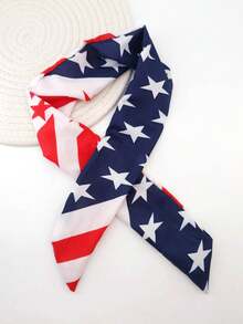 1 Pack 85cm Long American Flag Headband, Suitable For Independence Day Wear Hair Band Turban Headband Sweatband, Hairband Fall Winter Hair Accessories For Women For Vacation Outfits Woman Elegant Scarf Women Bandanas Soft Headwrap Summer Outfits - Multicolor - View 3