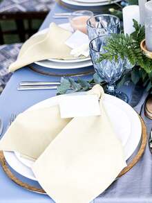 4/8/12/16 Pcs Satin Napkins, 17x17 Inch Square, Ivory Smooth Napkins, Reusable, Suitable For Weddings, Dinners, Cocktail Parties - No Feathers, No Batteries Required - Beige - View 4