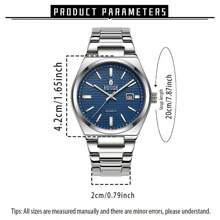 RUIG Relógio de Quartzo de Luxo Masculino da RUIGE, Pulseira de Aço Inoxidável, Calendário, Mostrador Azul, Relógio de Pulso Casual de Negócios, Presente para Homens