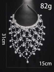 A Simple Fashion Mesh Hat Headband Pearl Headband Bohemian Retro Headdress Female Jewelry Accessories Summer New Products 2025 - Silver - View 5